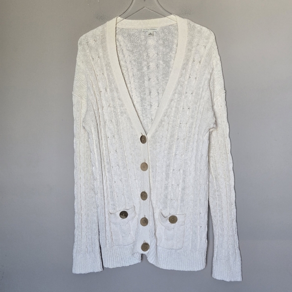 Banana Republic Vtg Y2K Fisherman Cable-Knit Button-Up Women's Cardigan Sweater - Picture 1 of 9